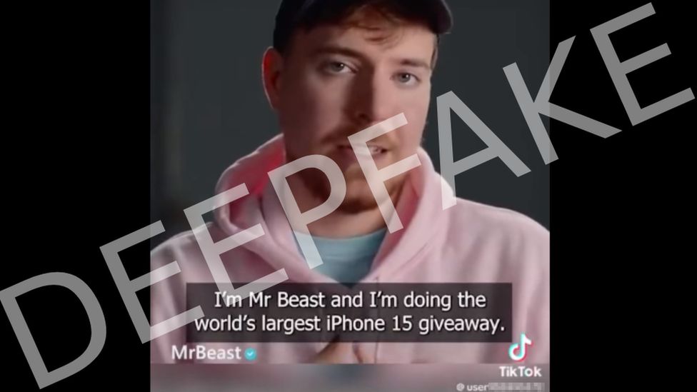 Кадр из дипфейка MrBeast, опубликованный в TikTok