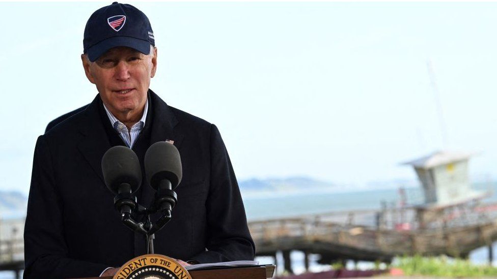 US President Joe Biden speaks in California