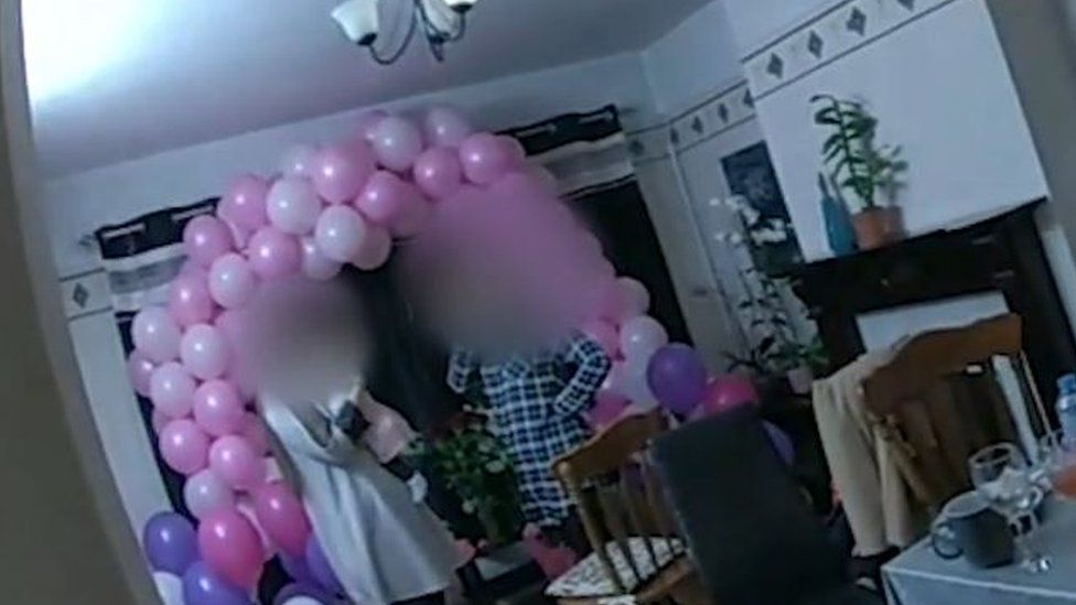 Baby shower caught on body-cam footage
