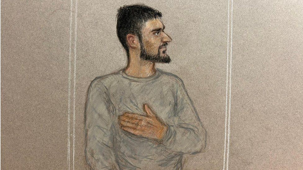 Court sketch of Marcus Arduini Monzo signed by Julia Quenzler