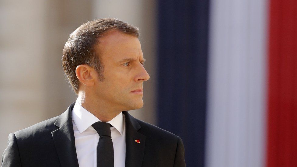 Image shows Emmanuel Macron in 2019