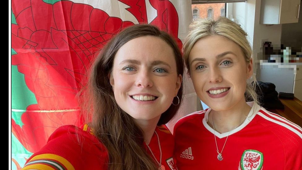 Hannah Rees and Nia Scourfeild supporting Wales