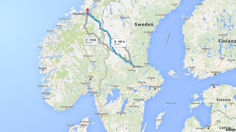 Journey from Falun to Trondheim
