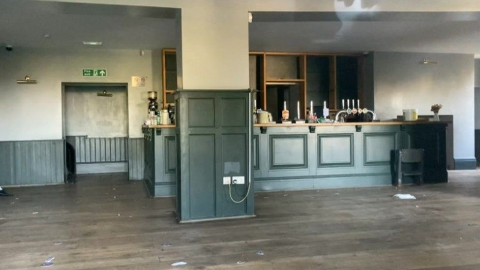 Interior of empty Seymour Inn pub.