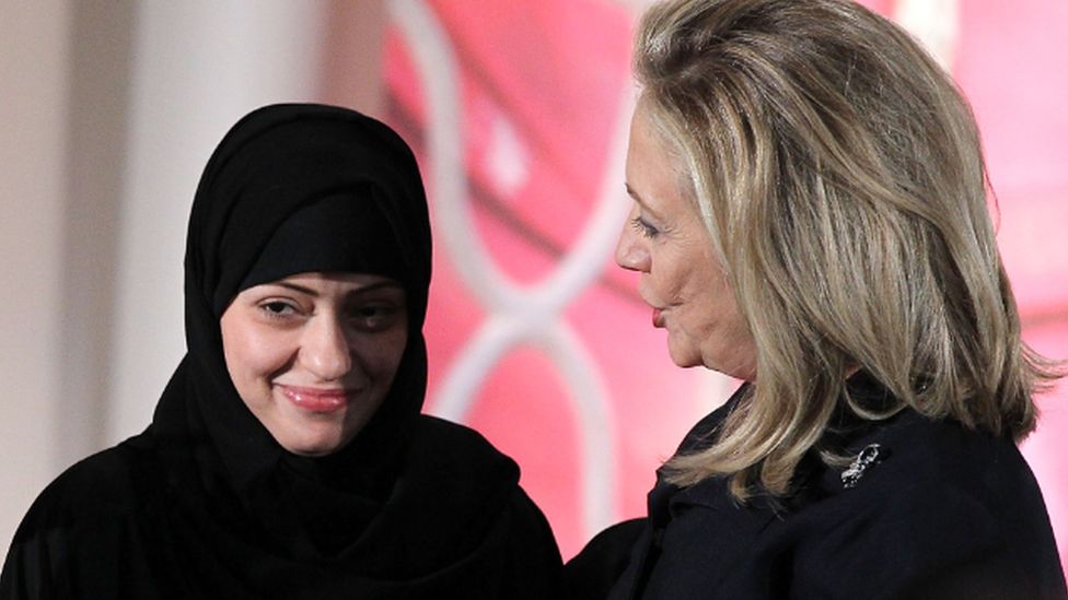 Samar Badawi (left) and Hillary Clinton. Photo: 2012