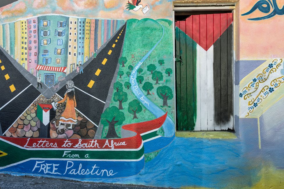 A pro-Palestinian mural painted on a house in Cape Town, South Africa - Friday 5 April 2024