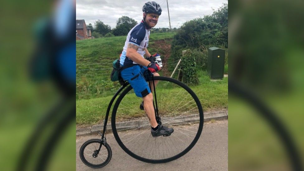 Dean Williams on his penny farthing
