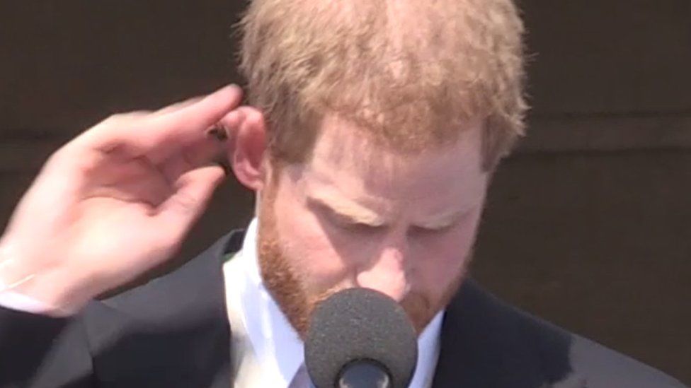 Prince Harry is distracted by a bee