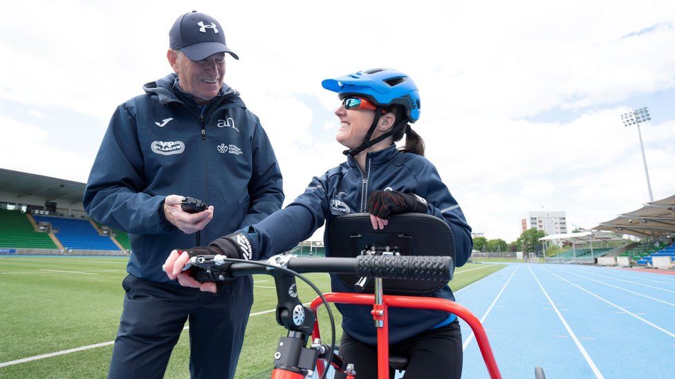 Julie McElroy with her coach, Gordon Innes