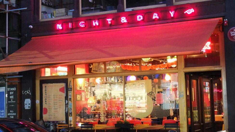 Outside view of the Night and Day Cafe in Manchester