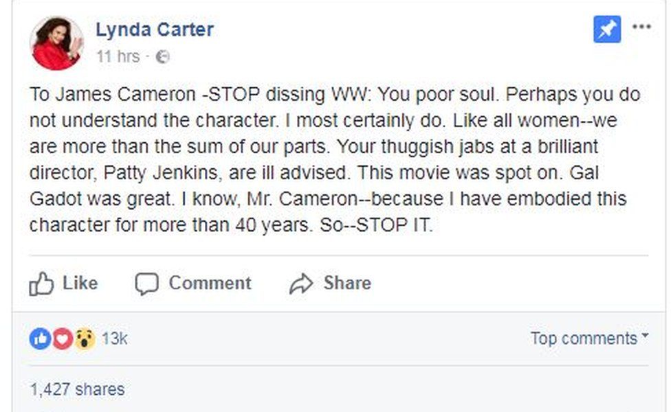 Lynda Carter's Facebook post