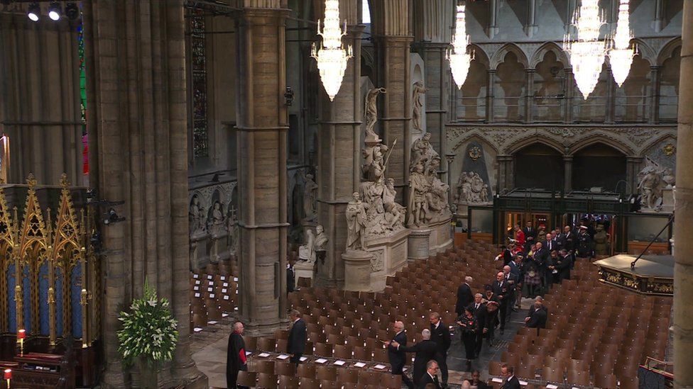Guests enter Westminster Abbey for the Queen's funeral