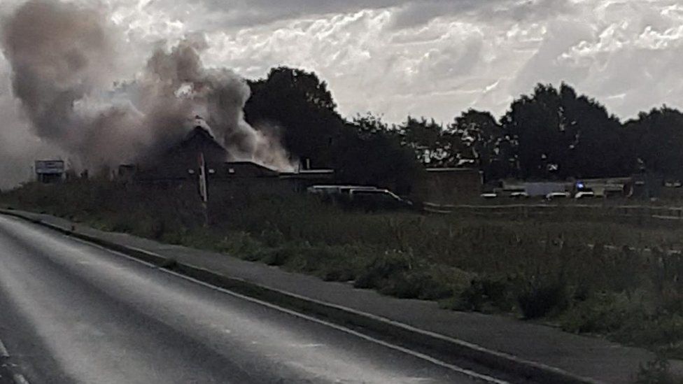 East Heckington A17 closed due to farm shop fire BBC News