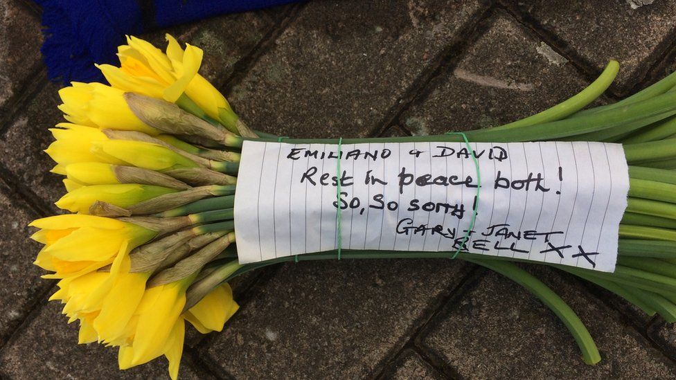 Tribute on a bunch of daffodils
