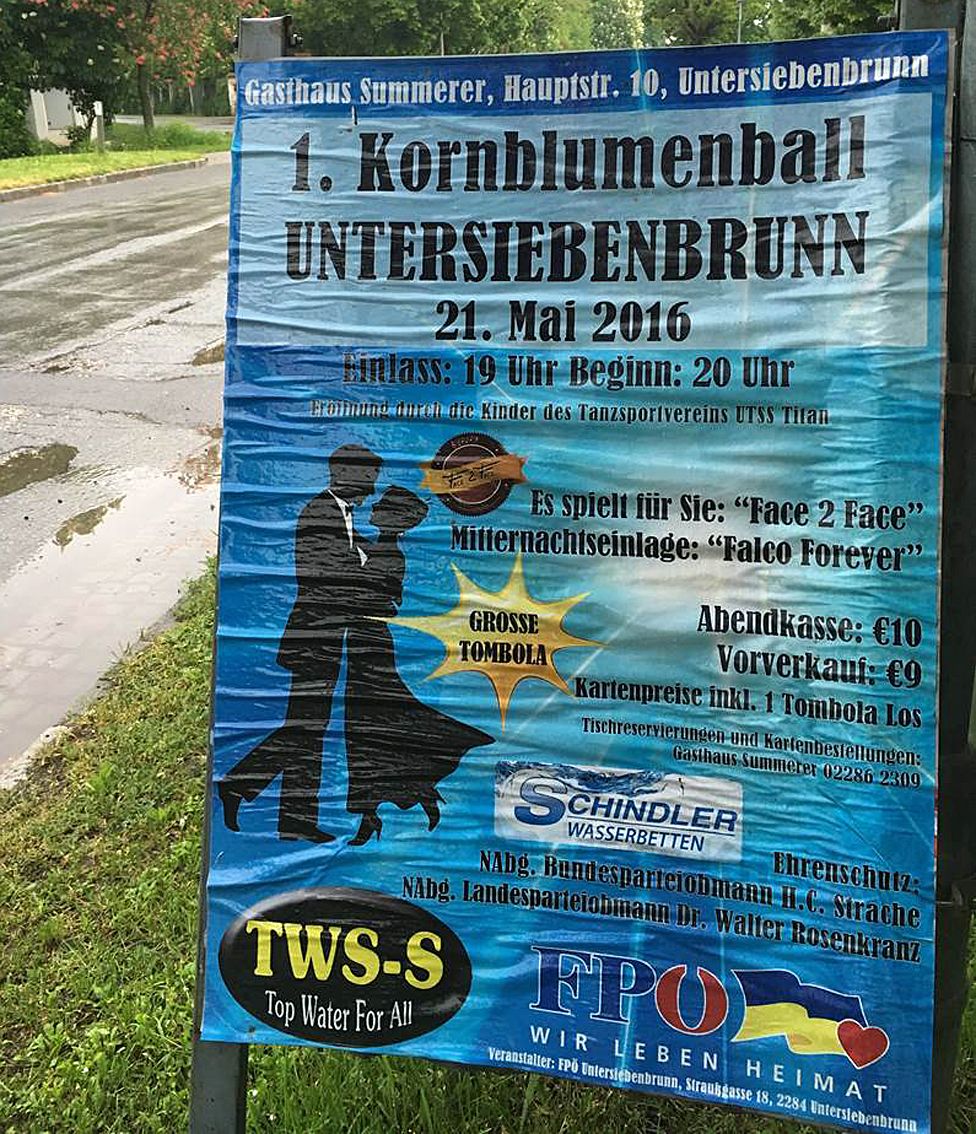 A poster for the Austrian Freedom Party's Cornflower Ball