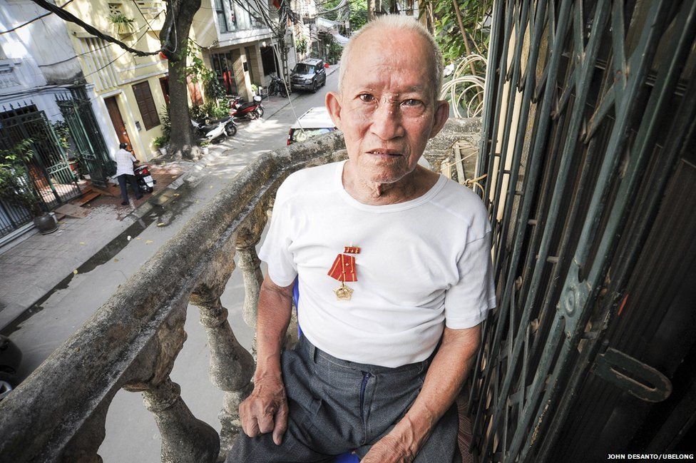Vu Thanh Lan, 85, at his home in Hanoi