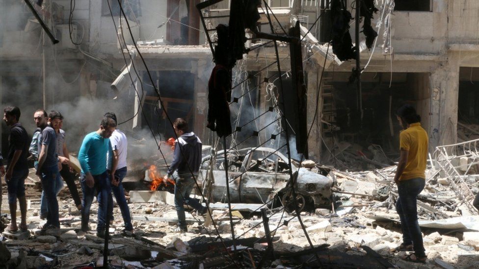 Attacks elsewhere in Aleppo on Thursday left more than 30 people dead