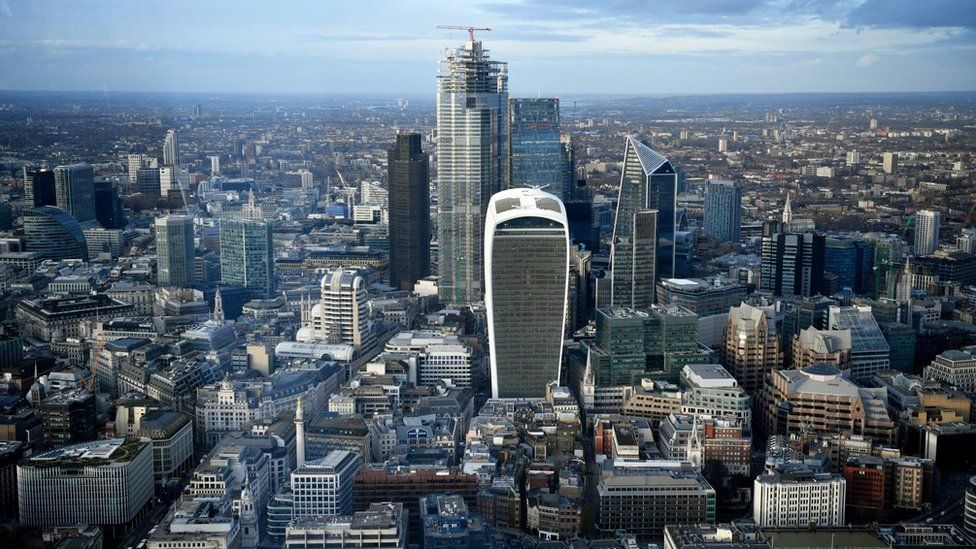Aerial shot of the City of London