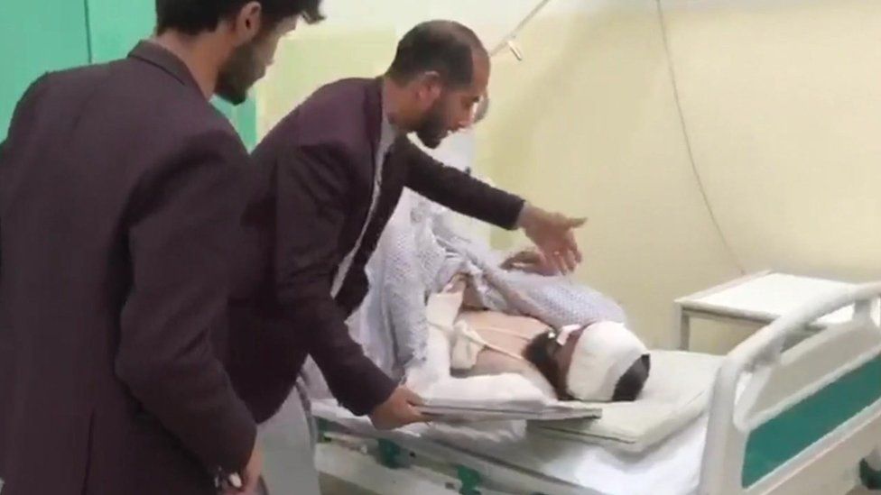 Injured man treated in hospital in Takhar on 22 October 2020