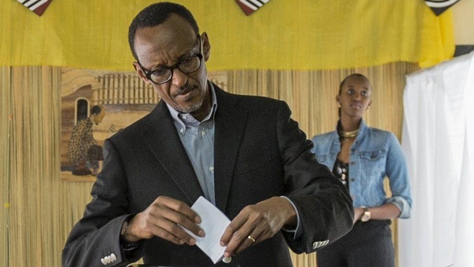 Handout photo of Rwanda President Paul Kagame casting his vote in Rwanda"s capital Kigali