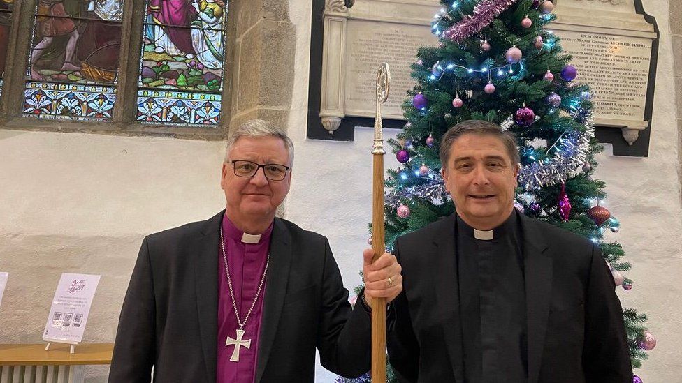 The Bishop of Salisbury with the Dean of Jersey at Town Church, St Helier