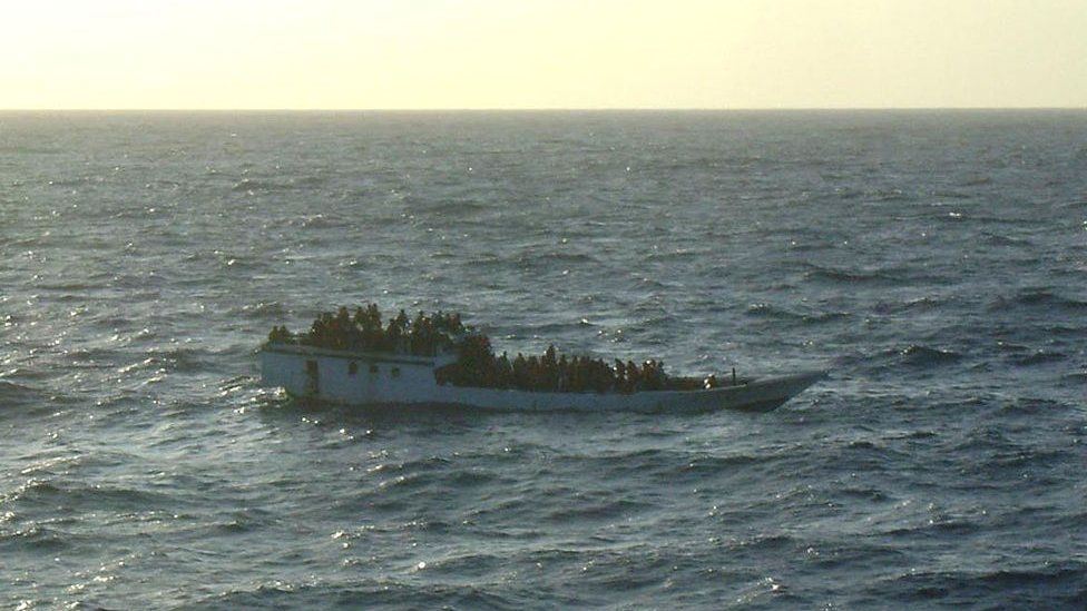 File photo shows a boat of asylum seekers off Christmas Island in 2012.