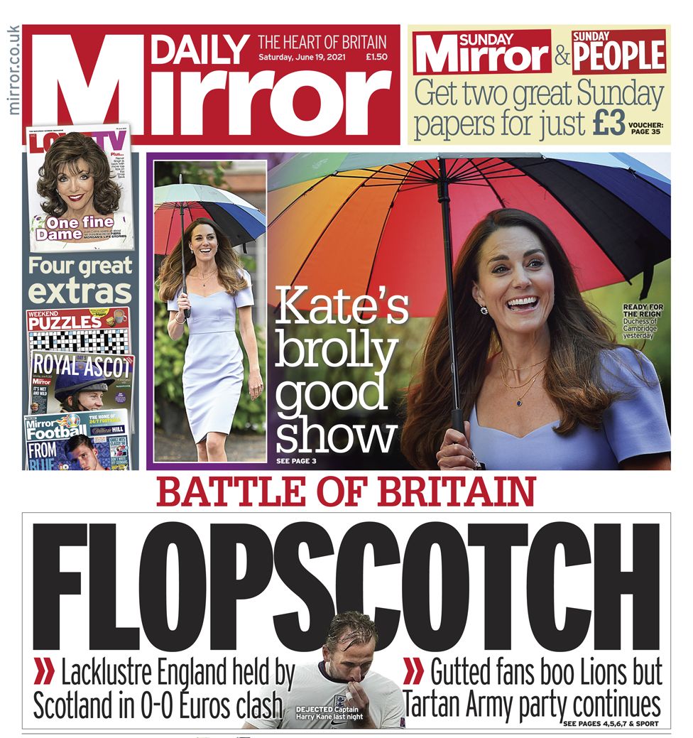 Daily Mirror front page - 19/06/21