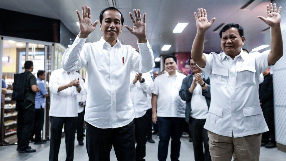 Jokowi And Subianto meet at a subway station in July - first time since the bitter election