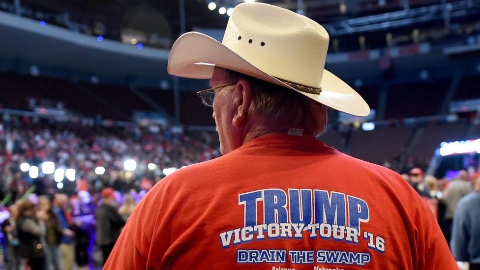 Trump supporter wearing 'Victory Tour' t-shirt