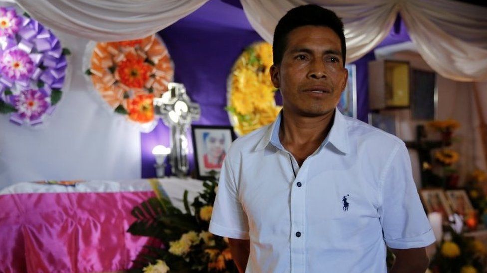 Ricardo Garcia Perez attends the funeral service of his daughter Santa Cristina Garcia Perez, one of the migrants killed in the Mexican state of Tamaulipas while trying to reach the U.S., in Comitancillo, Guatemala, March 13, 2021.