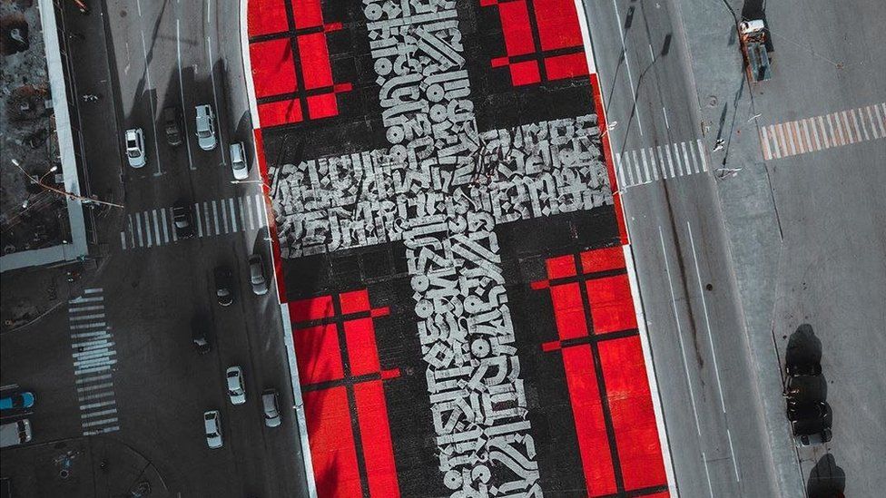 Giant cross artwork