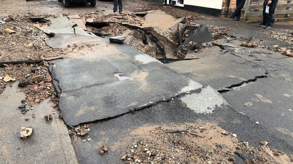 Nottingham street severely damaged by burst water pipe BBC News