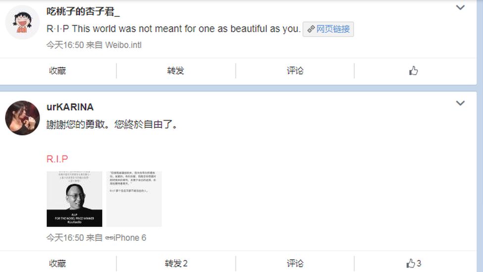 Thousands of Weibo users have posted tributes