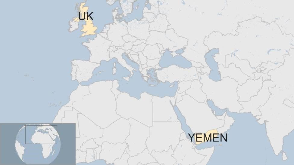 Map locating Yemen