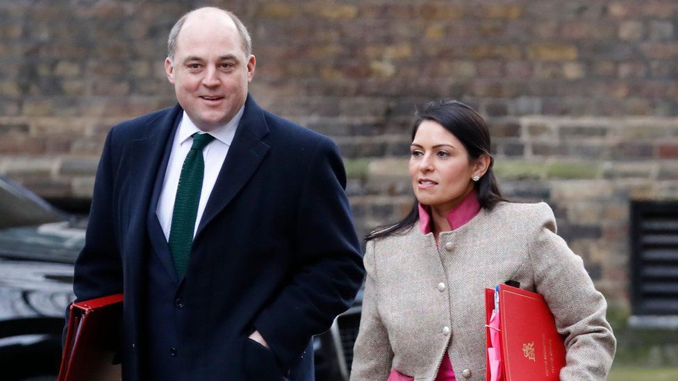 Ben Wallace and Priti Patel arriving for cabinet
