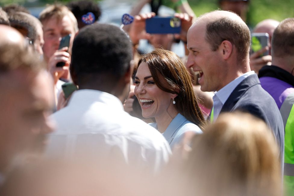 Britain's Prince William and Catherine, Princess of Wales greet well-wishers along the Long Walk outside Windsor Castle, Britain May 7, 2023