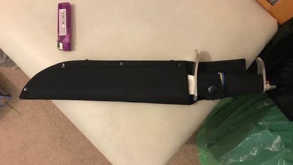 A machete seized in Swindon by police acting against a county lines gang