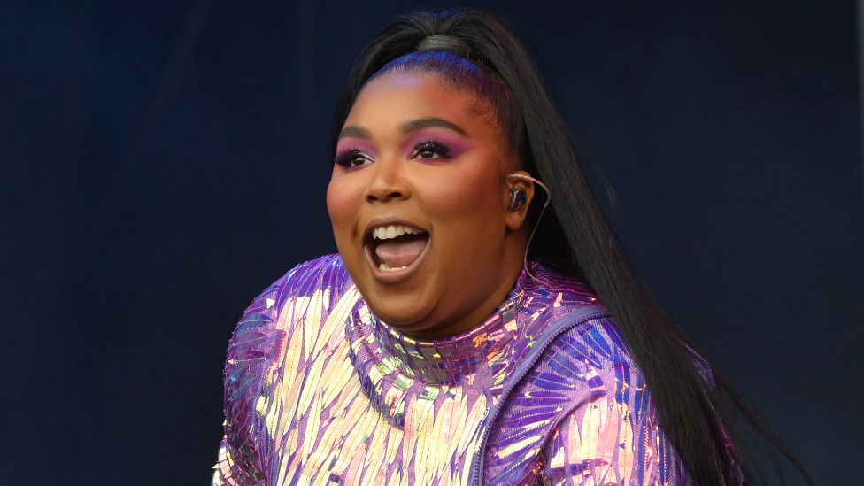 Lizzo performing on West Holts stage at Glastonbury 2019