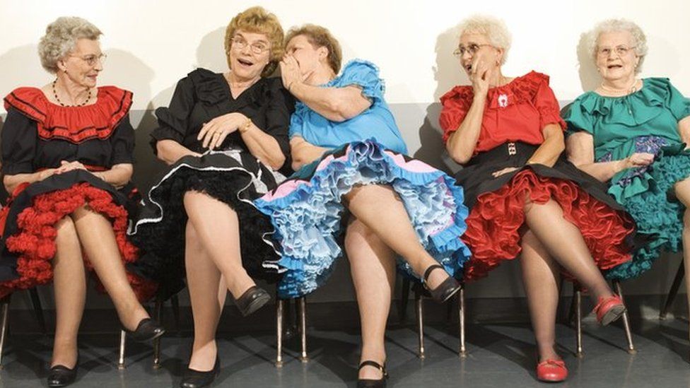 Elderly women in dance costumes