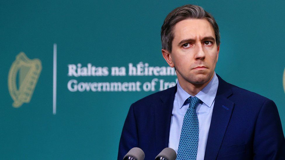 Irish Health Minister Simon Harris attends a news conference on the ongoing situation with the coronavirus disease