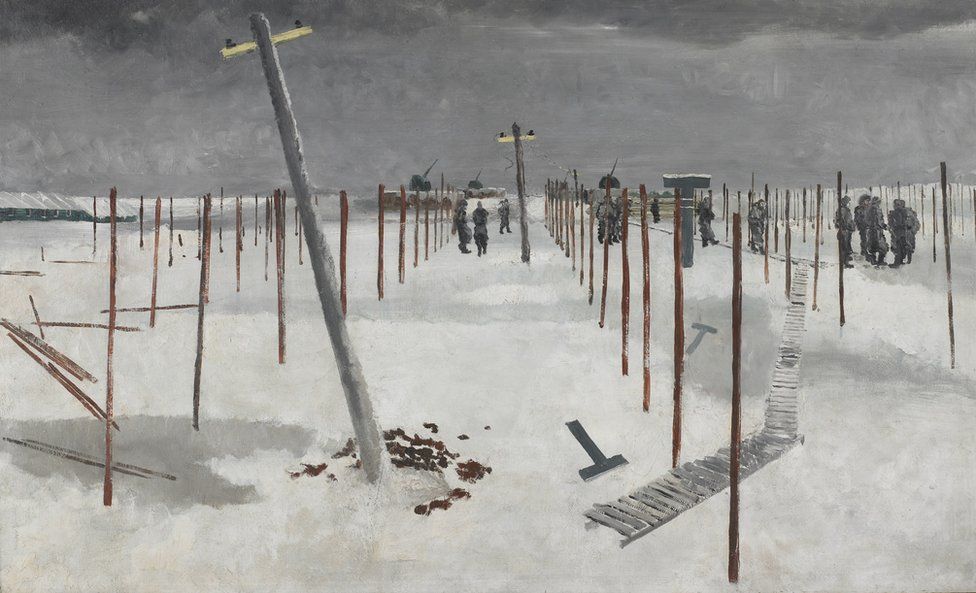 Sappers Erecting Pickets in the Snow, Albert Richards, 1941
