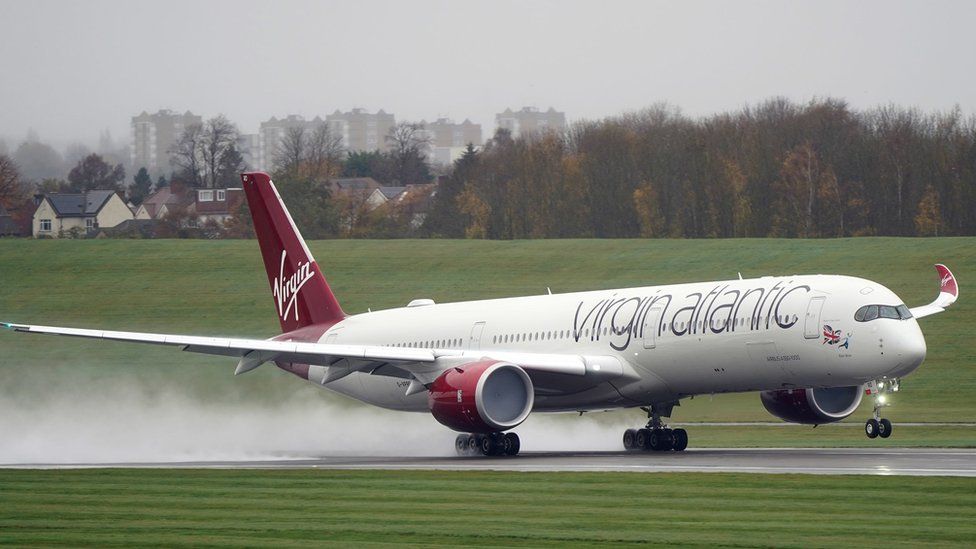 Virgin Atlantic plane carrying England squad