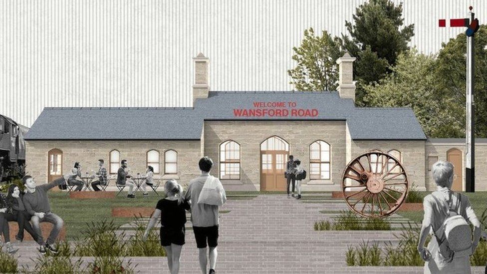 Artist impression of Victorian station in new setting