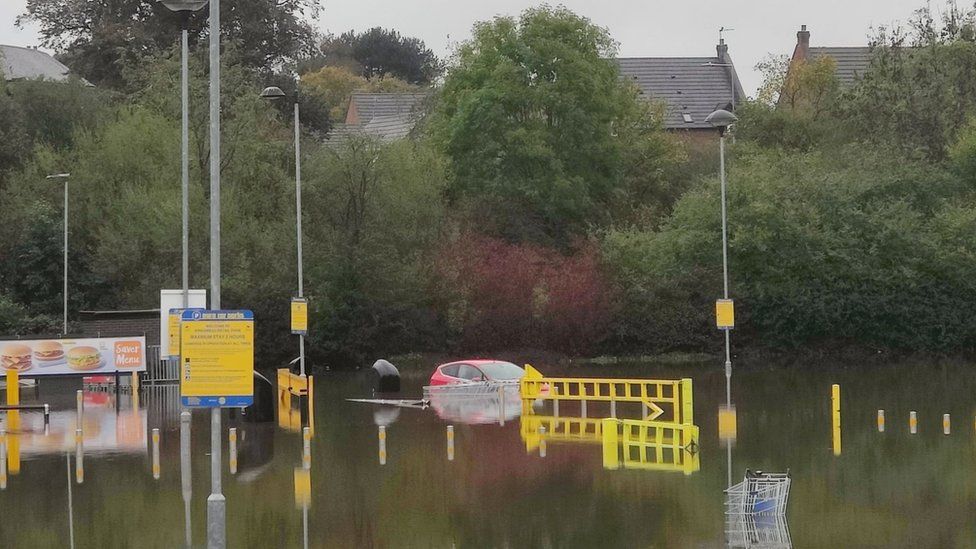 Car park under water