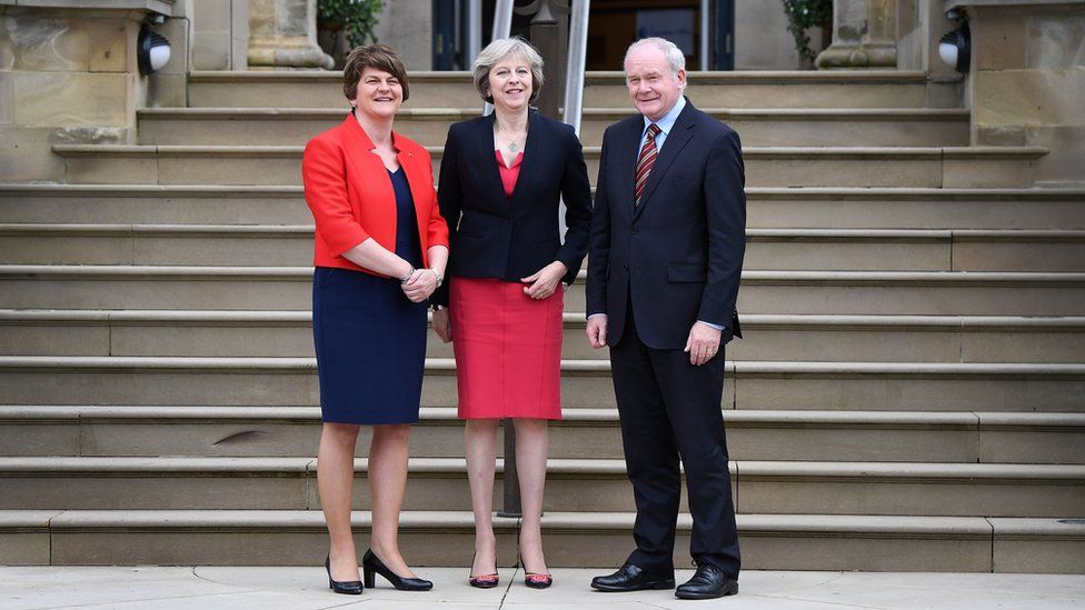 Theresa May, Arlene Foster and Martin McGuiness