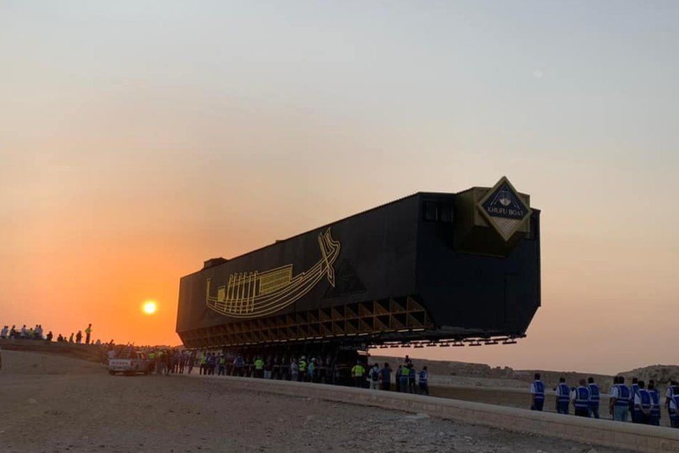 The Great Boat of King Khufu is transported to the Grand Egyptian Museum