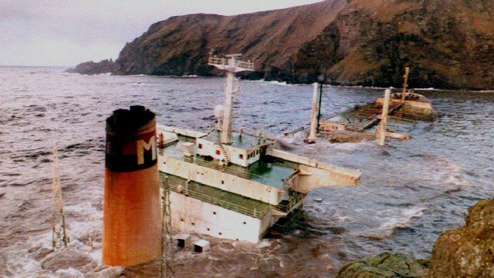 The Liberian-registered oil tanker, Braer sinks off the coast of Shetland Isles,