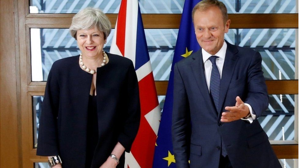 Theresa May and Donald Tusk at the summit