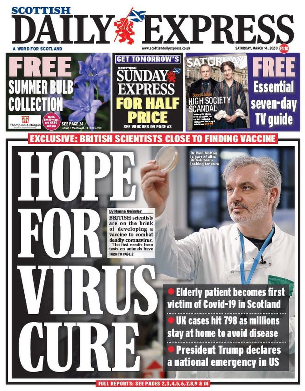 Scotland S Papers Virus Kills First Scot And Football Shutdown c News