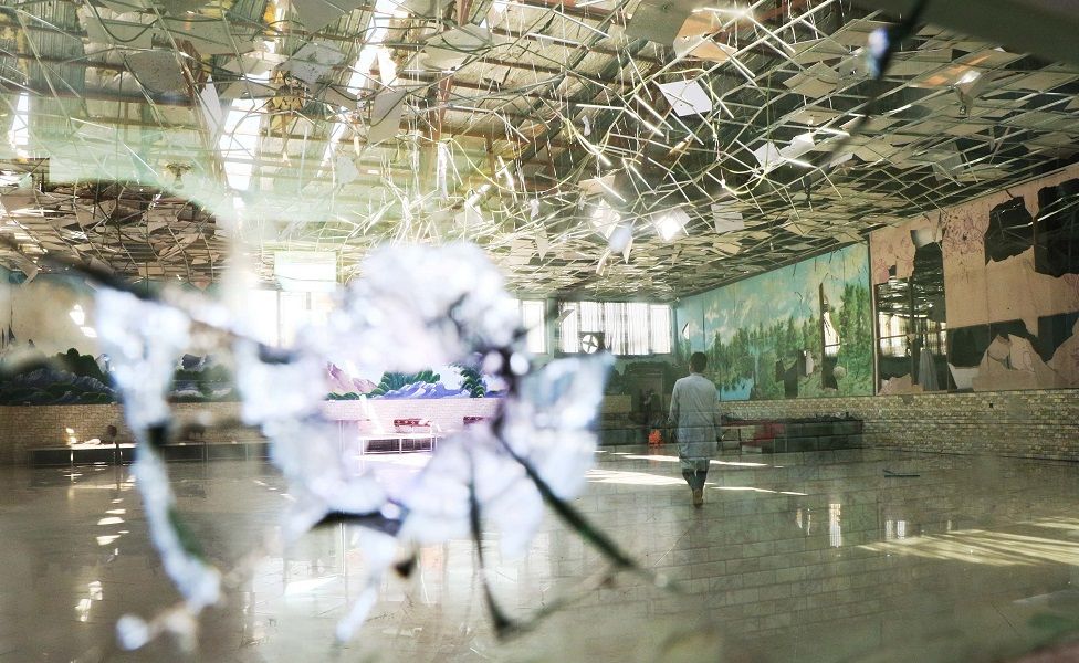 Damaged wedding site in Kabul